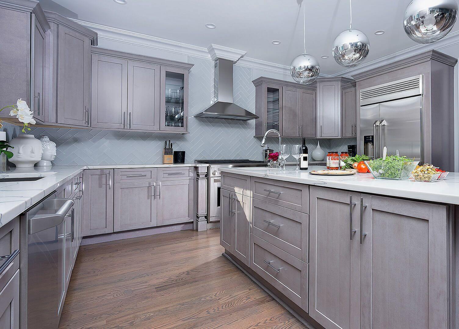 New kitchen featuring Fabuwood Galaxy Horizon shaker gray kitchen cabinets