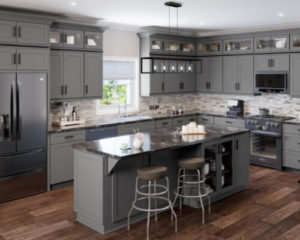 New kitchen featuring US Cabinet Depot grey shaker kitchen cabinets
