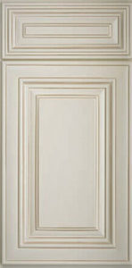 Skyline Charleston White off white traditional RTA kitchen cabinets door and drawer sample
