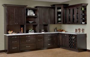 New kitchen featuring Skyline Espresso shaker stained RTA kitchen cabinets