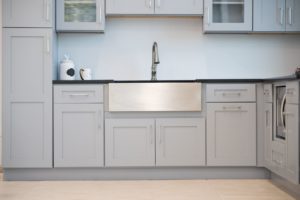 New kitchen featuring Skyline Grey shaker grey RTA kitchen cabinets