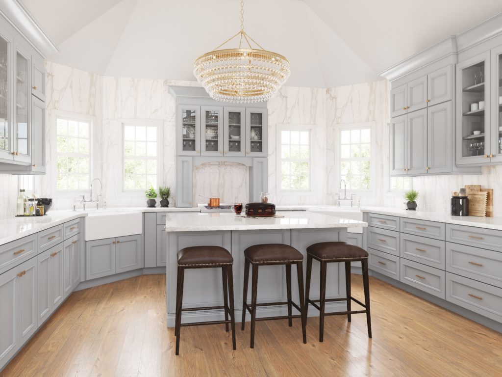 Gray cabinets developed by walcraft cabinetry.