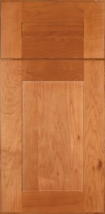 Ideal Cabinetry Hawthorne Cinnamon stained shaker kitchen cabinets door and drawer sample
