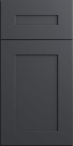 Ideal Cabinetry Norwood Deep Onyx dark gray shaker kitchen cabinets door and drawer sample