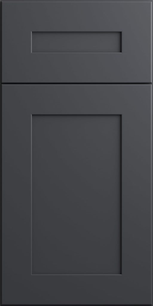 Ideal Cabinetry Norwood Deep Onyx dark gray shaker kitchen cabinets door and drawer sample 