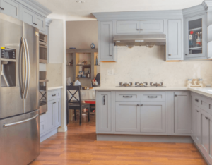 New kitchen featuring Mapelvilles Light Gray gray inset rta kitchen cabinets2