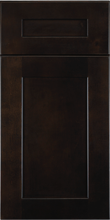 ROC Cabinetry Shaker Espresso dark stained shaker rta kitchen cabinets door and drawer sample 