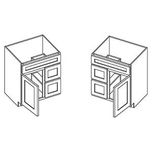 (2) Drawers On Right (1) False Drawer (2) Door Vanity Sink Base Cabinet