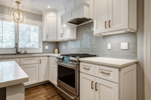 New kitchen featuring KCD Brooklyn Bright White white shaker pre-assembled kitchen cabinets