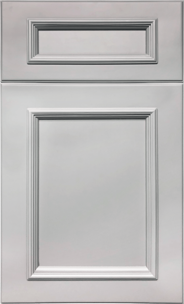 Fabuwood Imperio Nickel shaker gray kitchen cabinets door and drawer sample 