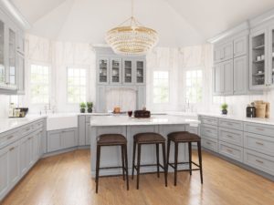 New kitchen featuring Fabuwood Imperio Nickel shaker gray kitchen cabinets