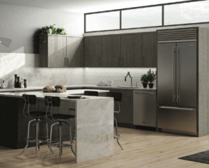 New kitchen featuring CNC Cabinetry Matrix SIlver laminate gray RTA kitchen cabinets