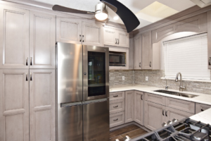 New kitchen featuring Fabuwood Onyx Horizon shaker gray kitchen cabinets side view