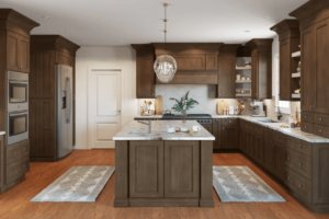 New kitchen featuring Fabuwood Fusion Kona shaker stained kitchen cabinets