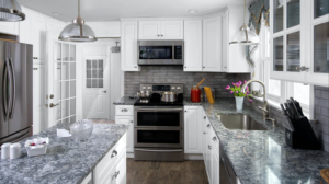 New kitchen featuring Fabuwood Hallmark Frost shaker white kitchen cabinets