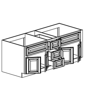 (4) Doors (3) Drawers Vanity Sink Base RTA Cabinet